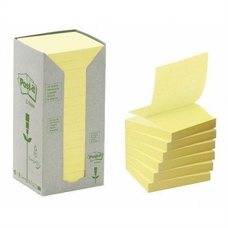Papírenské zboží - Samolepící bloček, 76x76 mm, 100 lístků, recyklovaný, 3M POSTIT, žlutý