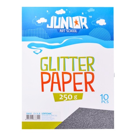 Papírenské zboží - Dekorační papír A4 10 ks černý glitter 250 g