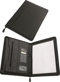 Papírenské zboží - Konferenční desky, A4, koženka, kalkulačka, černé