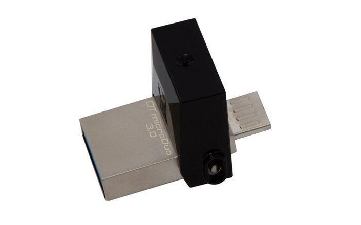 Papírenské zboží - USB flash disk  "MicroDuo", černá, 32GB, USB 3.0 + micro USB adapter, KINGSTON