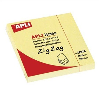 Papírenské zboží - Samolepící bloček "Z", 75x75 mm, 100 lístků, APLI, žlutý