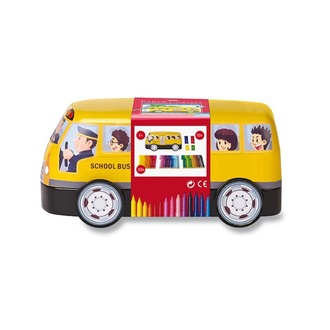 Papírenské zboží - Dětské fixy Faber-Castell Connector plechový autobus, 33 barev