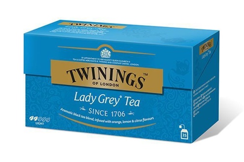 Papírenské zboží - Čaj, černý, 25x2 g, TWININGS "Lady grey"