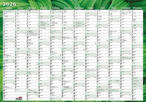 Papírenské zboží - Nástěnný roční kalendář (600x420 mm) - Listy