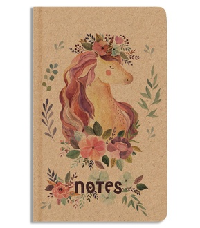 Papírenské zboží - Notes prázdný - A5 - kraft - Jednorožec