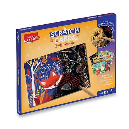 Papírenské zboží - Sada Maped Creativ Vyškrabávací obrázky - Lesní zvířátka