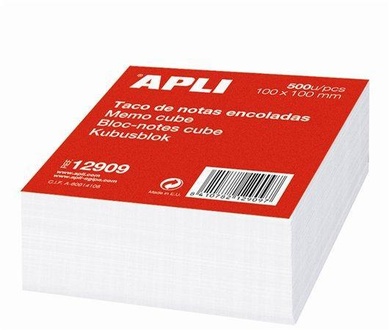 Papírenské zboží - Papírové bločky v kostce, 100 x 100 mm, 500 listů, APLI
