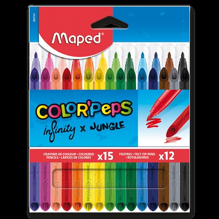 Papírenské zboží - Pastelky Maped Infinity 15 ks + 12 ks fixů Jungle