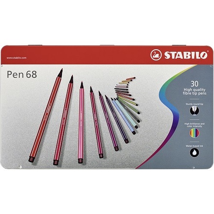 Papírenské zboží - Fix STABILO Pen 68, sada 30 ks v kovovém pouzdru