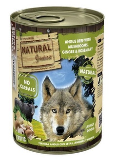 Papírenské zboží - Natural Greatness anguské hovězí maso, houby, zázvor, rozmarýn konzerva pro psy 400 g