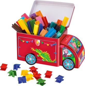 Papírenské zboží - Dětské fixy Faber-Castell 155533 Connector plechové autíčko, 33 barev