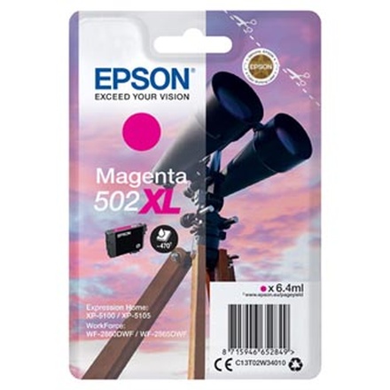 Papírenské zboží - Epson originální ink C13T02W34010, 502XL, T02W340, magenta, 470str., 6.4ml, Epson XP-5100