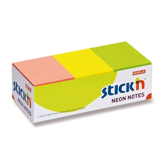 Papírenské zboží - Samolepicí bločky Hopax Stick’n Notes 38 x 51 mm, neonové