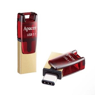Papírenské zboží - Apacer USB flash disk OTG, USB 3.0 (3.2 Gen 1), 64GB, AH180, červený, AP64GAH180R-1, USB