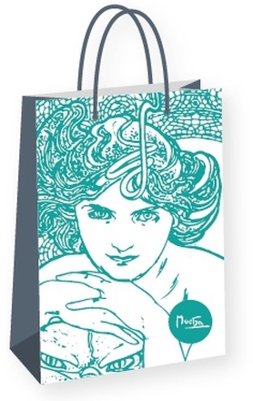 Papírenské zboží - Dárková taška Alfons Mucha – Emerald, Fresh Colletion, střední