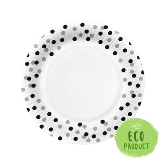 Papírenské zboží - Papírový talíř PAW Eco 23 cm Confetti - black / silver