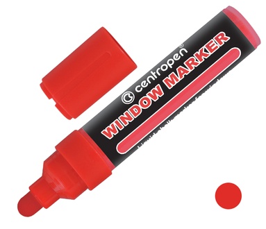 Papírenské zboží - Křídový fix na sklo Centropen JUMBO WINDOW 9121 červený