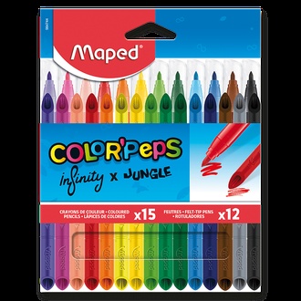 Papírenské zboží - Pastelky Maped Infinity 15 ks + 12 ks fixů Jungle