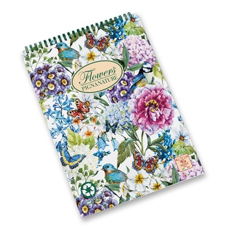 Papírenské zboží - Kroužkový blok Pigna Nature Flowers A5, čtverečkovaný, 50 listů, mix motivů