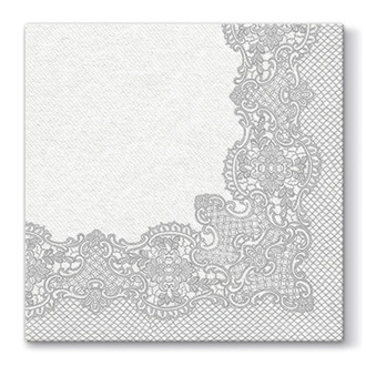 Papírenské zboží - Ubrousky PAW AIRLAID L 40x40cm Royal Lace Silver [50 ks]