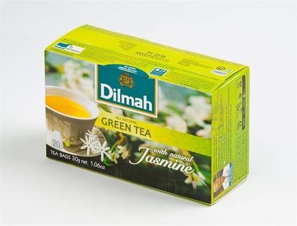 Papírenské zboží - Zelený čaj, 20x1,5g, DILMAH, jasmínový květ