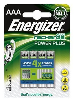 Papírenské zboží - Nabíjecí baterie, AAA, 4x700 mAh, ENERGIZER "Power Plus"