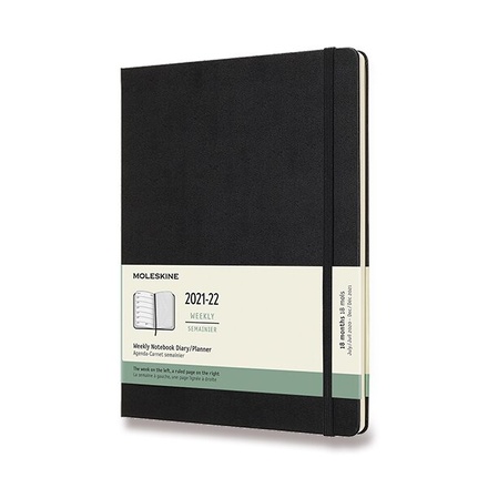 Papírenské zboží - 18měsíční diář Moleskine 2021-22 - tvrdé desky černý