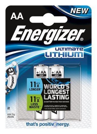Papírenské zboží - Baterie, AA (tužková), 2 ks, lithiová, ENERGIZER "Ultimate Lithium"