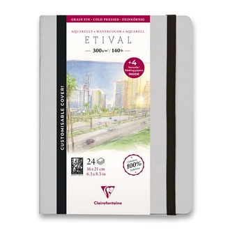 Papírenské zboží - Akvarelové album Clairefontaine Etival Cold Pressed 21 x 16 cm, 24 listů, 300 g