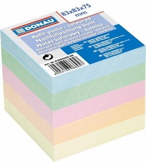 Papírenské zboží - Papírové bločky v kostce, 83x83x75 mm nelepený, DONAU, barevné