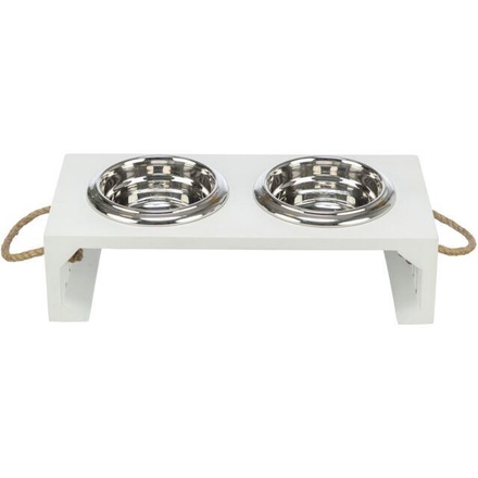 Papírenské zboží - BE NORDIC bar s miskami, 2 × 0,4 l/o 14 cm/38 × 18 × 10 cm, MDF/nerez, bílá