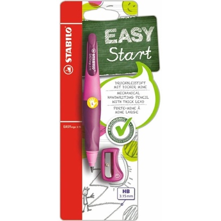 Papírenské zboží - Ergonomická mech. tužka pro leváky - STABILO EASYergo 3.15  růžová/fialová HB+ořezávátko