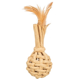 Papírenské zboží - Baňka XXL z papírové příze, 15 cm, s rolničkou a peřím