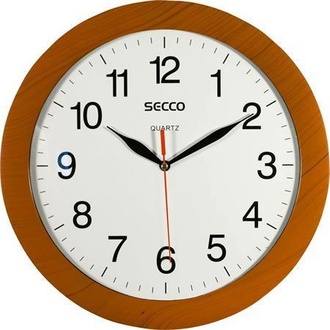 Papírenské zboží - Nástěnné hodiny, vzor dřevo, 28 cm, SECCO