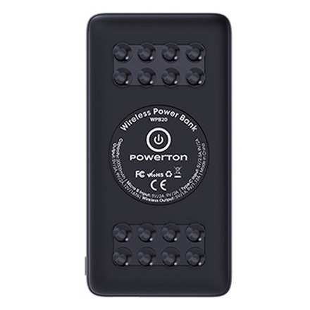 Papírenské zboží - Powerton, powerbanka s bezdrátovým nabíjením, Li-Pol, 5/9/12V, 20000mAh, přísavky pro při