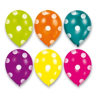 Papírenské zboží - Nafukovací balónky Dots 6 ks, mix barev