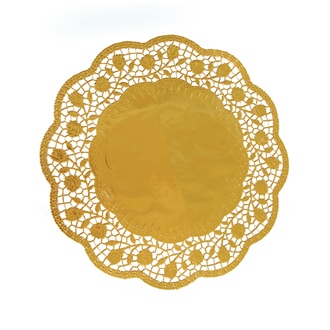Papírenské zboží - Dekorativní krajky kulaté, zlaté průměr 32 cm [4 ks]
