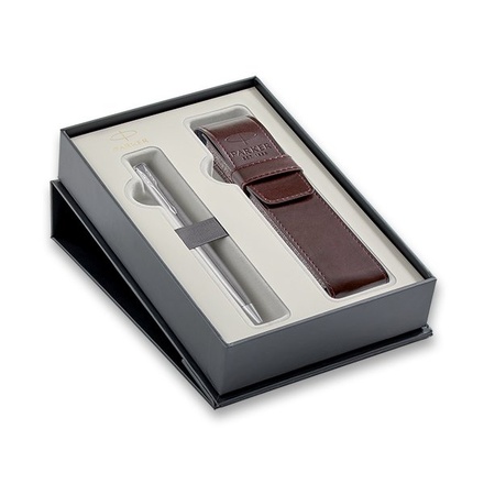 Papírenské zboží - Parker Sonnet Stainless Steel CT kuličková tužka, dárková sada s pouzdrem