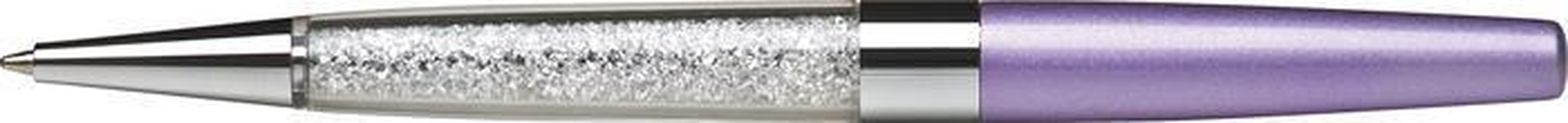 Papírenské zboží - Kuličkové pero s bílými krystaly v dolní části "MADE WITH SWAROVSKI ELEMENTS", světle fial