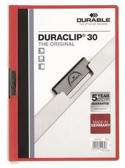 Papírenské zboží - Desky s rychlovazačem "DURACLIP® 30", červená, s klipem, A4, DURABLE