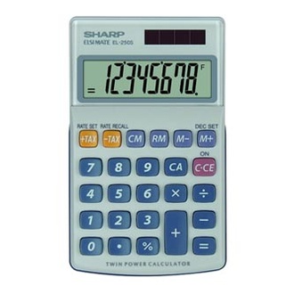 Papírenské zboží - Sharp Kalkulačka EL-250S, šedo-modrá, kapesní, osmimístná