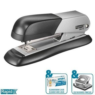 Papírenské zboží - Celokovová stolní sešívačka Rapid FM12, Stříbrná