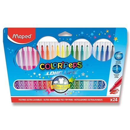 Papírenské zboží - Dětské fixy Maped Color´Peps Long Life, 24 barev