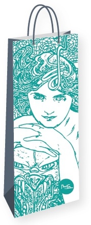 Papírenské zboží - Dárková taška na lahev Alfons Mucha – Emerald, Fresh Collection