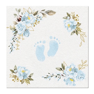 Papírenské zboží - Ubrousky PAW AIRLAID 40x40 cm Baby Feet light blue