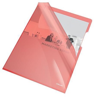 Papírenské zboží - Desky "L", červená, A4, 150 mikronů, ESSELTE [25 ks]
