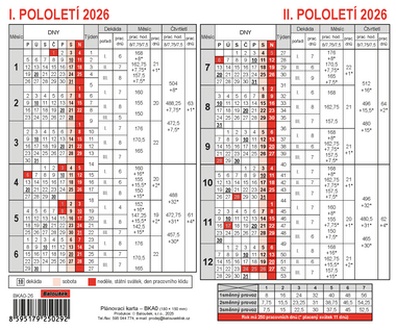 Papírenské zboží - Plánovací karta