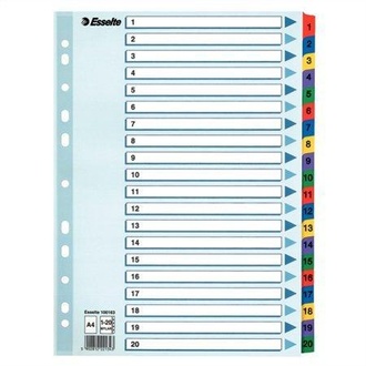 Papírenské zboží - Zesílené kartonové rejstříky Esselte Mylar, A4, Mix barev