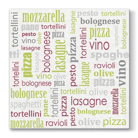 Papírenské zboží - Ubrousky PAW AIRLAID L 40x40cm Italian Food Green