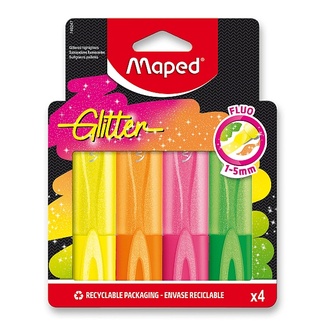 Papírenské zboží - Zvýrazňovač Maped Glitter Fluo 4 ks, blistr